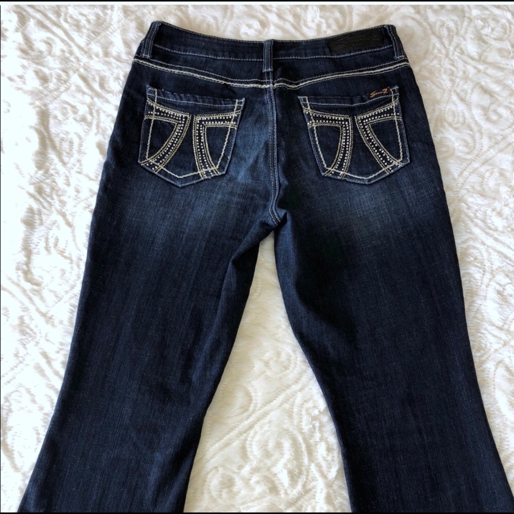 Seven7 Slimming Boot Jeans Size 12 Dark Wash High Rise NWOT Stretch Denim Boot
